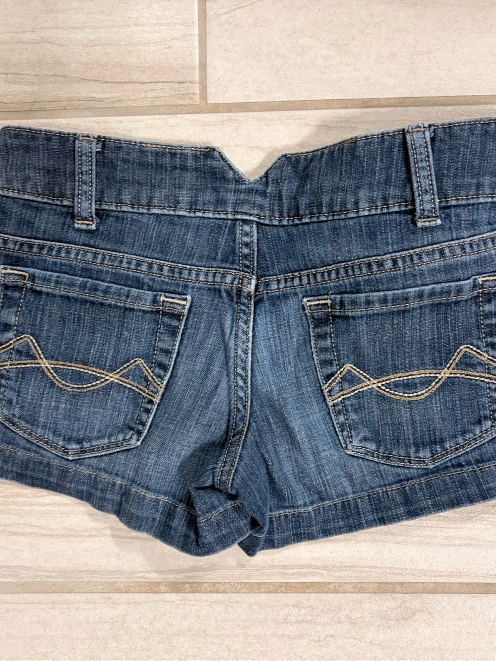 SO Dark Blue Denim Short Shorts with Double Button Waist
